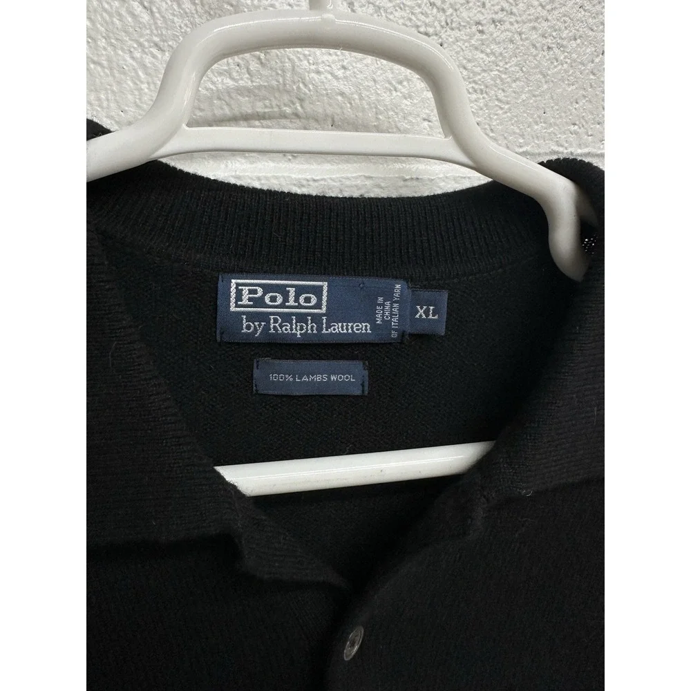 VTG POLO By Ralph Lauren Mens 100% Lambs Wool‎ Button Neck Sweater Polo Shirt XL